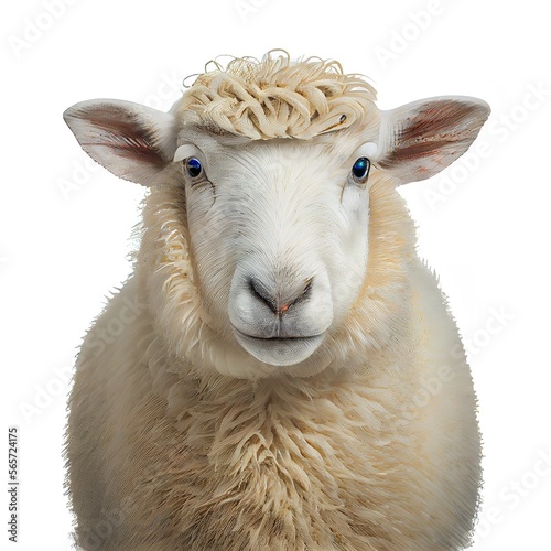 Bluefaced leicester sheep breed isolated on white background. Generative AI photo
