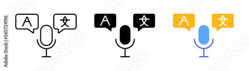 Switch language line icon. Information, website button, communication, select, choose, planet, english, communication. Vector icon in line, black and colorful style on white background