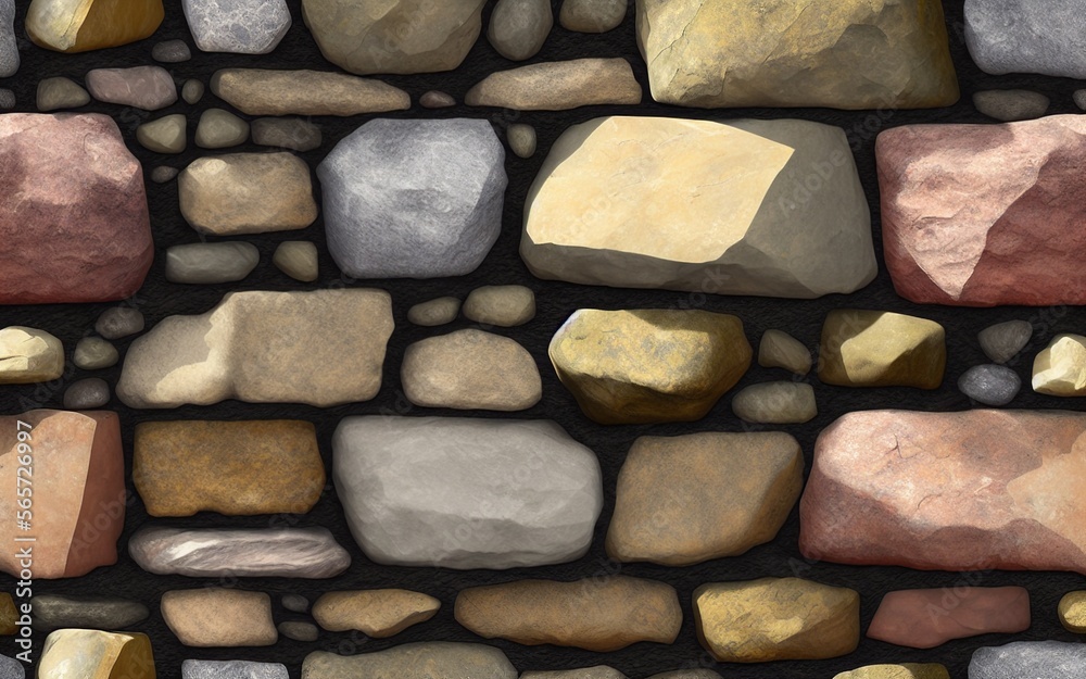 wall texture built in rocks, in gray, yellow, brown, brown, and red colors. wall texture built in rocks, in gray, yellow, brown, brown, and red colors.