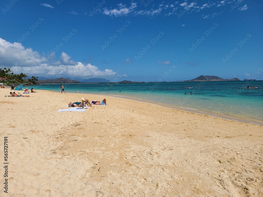 Shores of Lanikai Beach in Oahu, Hawaii Shores of Lanikai Beach in Oahu, Hawaii