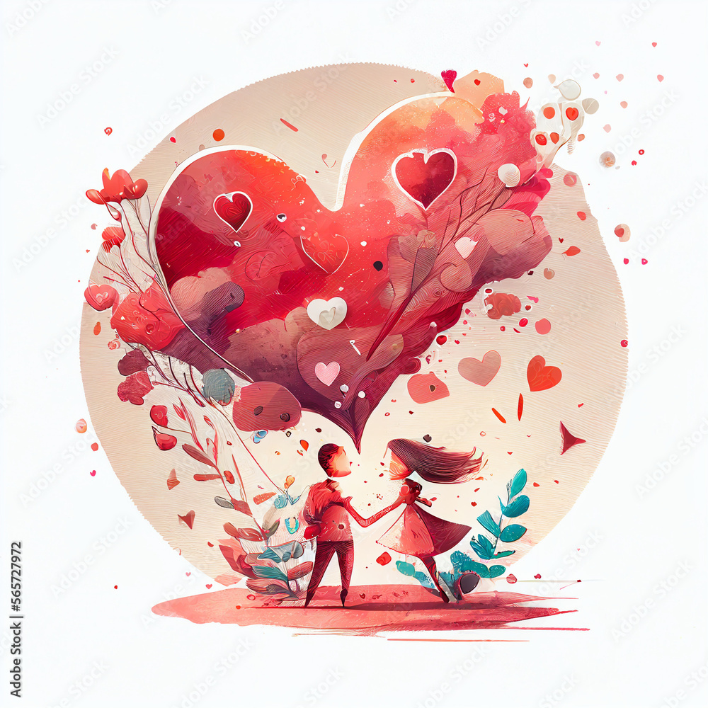 Valentines day illustration - obrazy, fototapety, plakaty 
