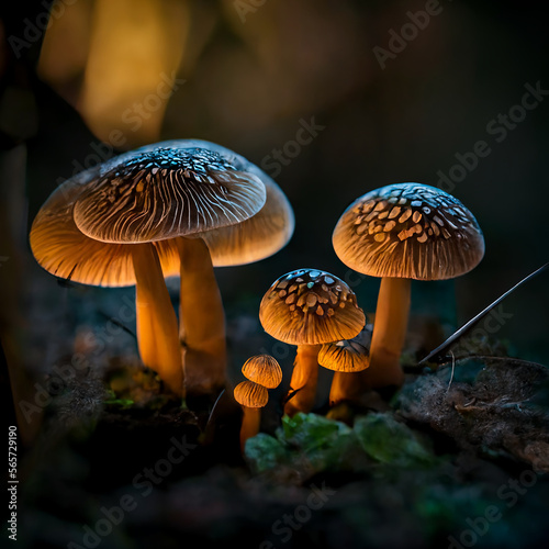 Mushrooms microworld. Generative AI, Generative, AI.