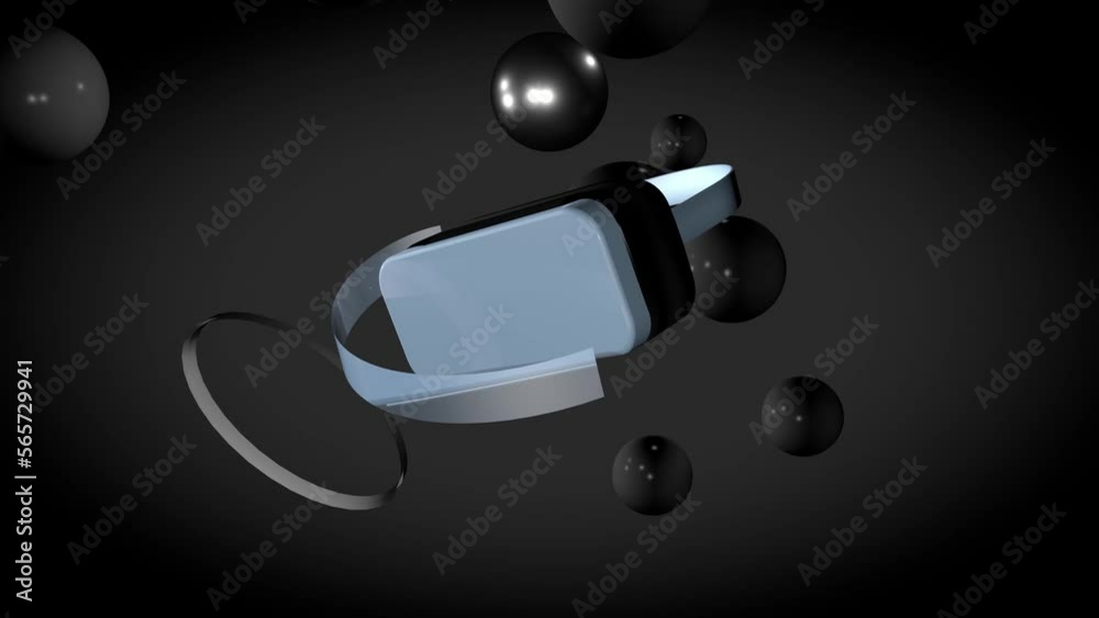 3d animation. Virtual and augmented reality glasses in a fantastic abstract setting. Technologies and innovations of the future.