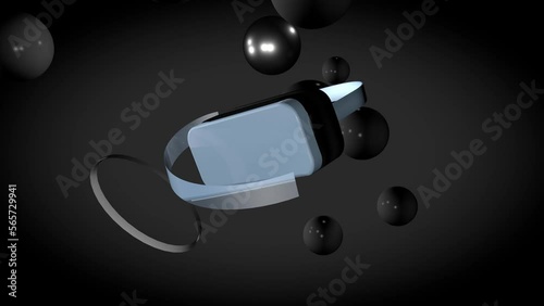 3d animation. Virtual and augmented reality glasses in a fantastic abstract setting. Technologies and innovations of the future.