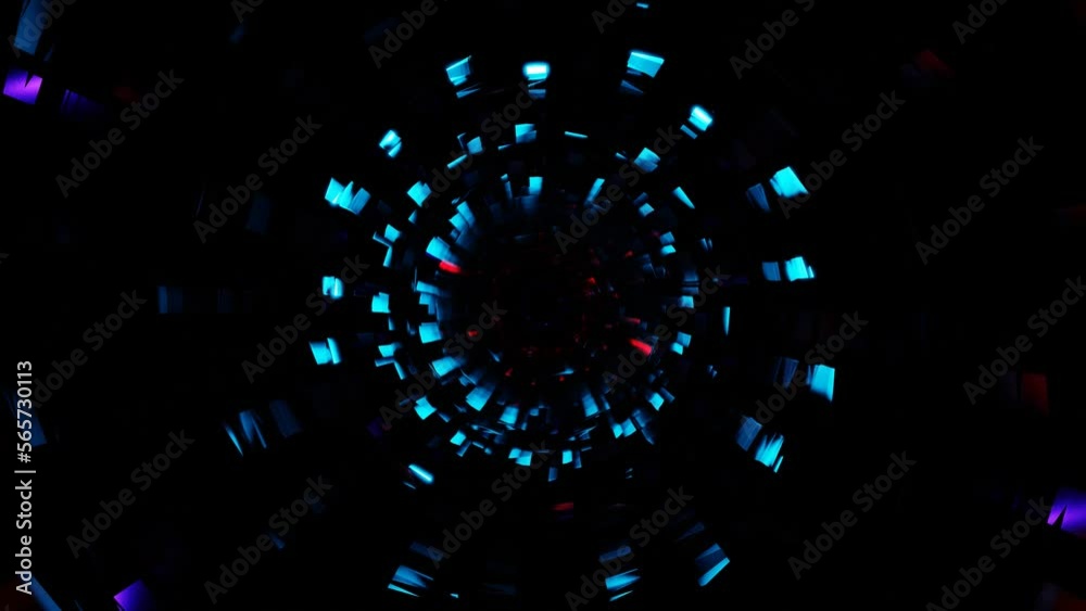 flickering tunel reflect colorful vj loop background. High quality 4k footage