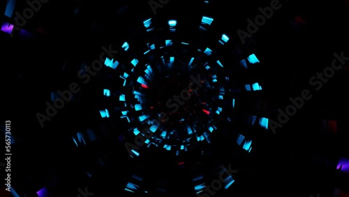 flickering tunel reflect colorful vj loop background. High quality 4k footage