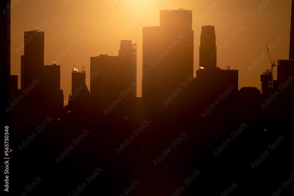 City skyline sunset silhouette