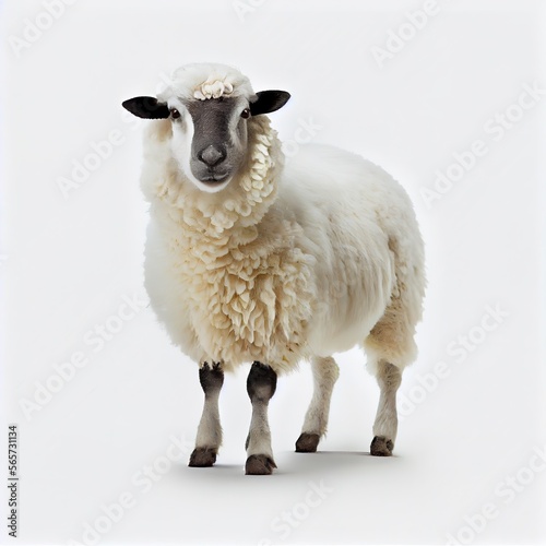 Lleyn sheep breed isolated on white background. Generative AI photo