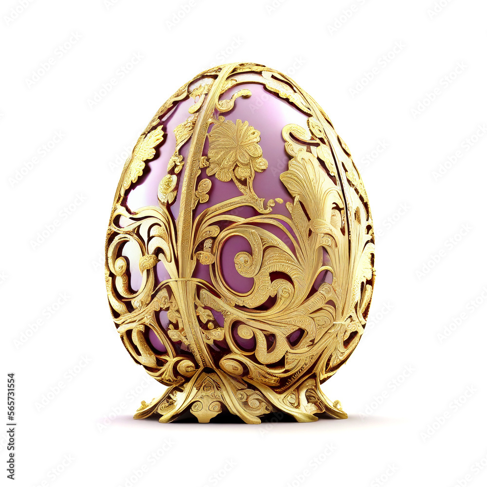 Golden Easter Egg Isolated, Luxury Jewelry Gift, Fantasy Abstract Faberge Imitation, Generative AI Illustration Golden Easter Egg Isolated, Luxury Jewelry Gift, Fantasy Abstract Faberge Imitation, Generative AI Illustration