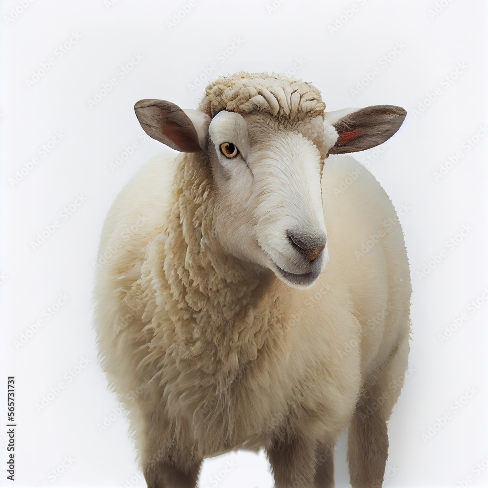Tunis sheep breed isolated on white background. Generative AI