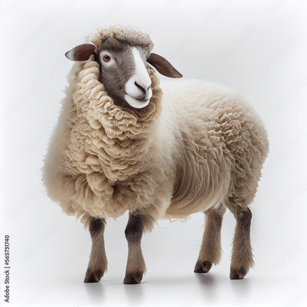 Fototapeta premium Turkeve sheep breed isolated on white background. Generative AI