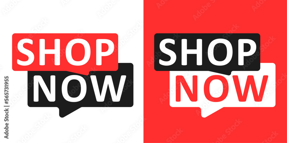 Shop Now. Set of Sale labels. Vector illustration. Isolated on white background