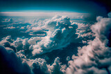  Clouds and sky from airplane window.  Generative AI.