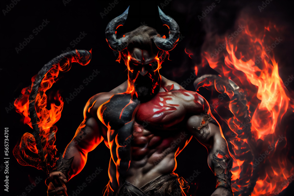 Devil with a trident. Creepy Devil. Generative AI. Devil with a trident. Creepy Devil. Generative AI.