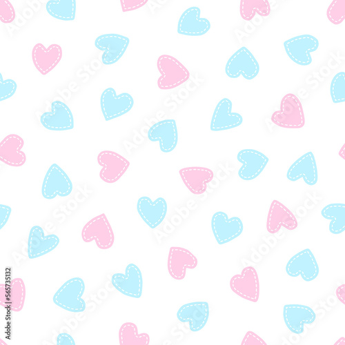 Heart seamless pattern. Repeating love background. Repeated scattered hearts for design prints. Scattering graphic motif. Repeat lattice. Randomly ornament. Decorative elements. Vector illustration
