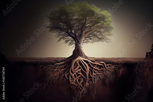 Roots of a Tree. AI generated