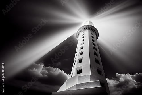 Shining Light Tower. AI generated photo