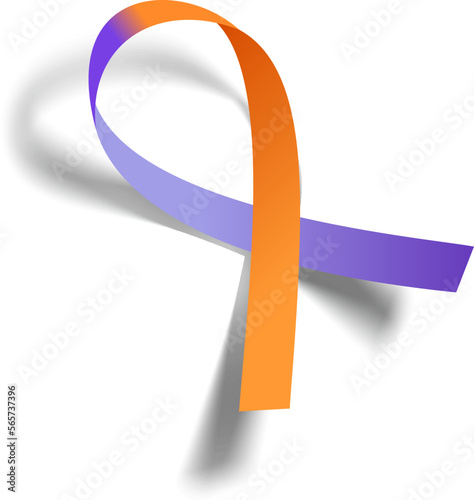 purple and orange february ribbon in brazil with shadow
