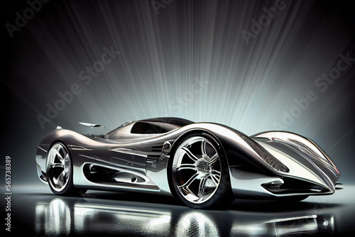 Futuristic hi tech sports car. Modern future car. Futuristic concept. Generative AI.