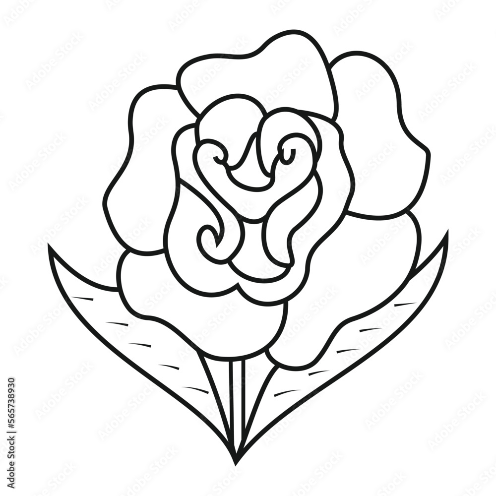 Fototapeta premium Cute Birds and Easy relaxing potted Rose Flowers Doodle Coloring Page for Adults and kids