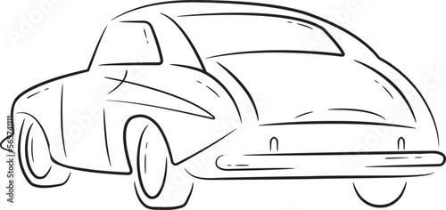 Old car drawn with simple black lines on a white background.