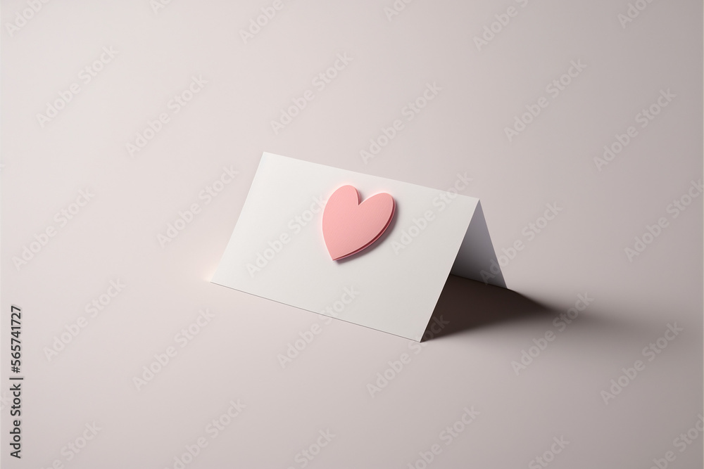 Biglietto di auguri di San Valentino bianco con applicazione a forma di cuore su sfondo bianco generato dall'AI Biglietto di auguri di San Valentino bianco con applicazione a forma di cuore su sfondo bianco generato dall'AI