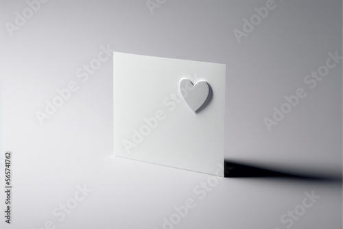 Biglietto di auguri di San Valentino bianco con applicazione a forma di cuore su sfondo bianco generato dall'AI photo