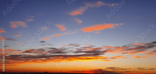 Bright sunset in Spain in winter. Orange sunset. Red sunset. Evening sunset in Spain.  © Nataly G
