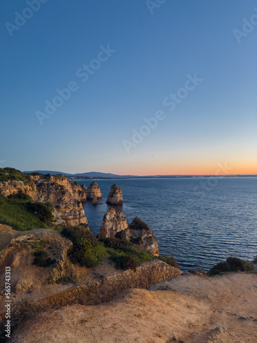 Ponta da Piedade Beach Lagos Portugal Algarve At Sunset Sunrise.