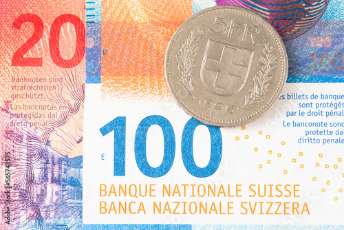 Swiss currency francs close up