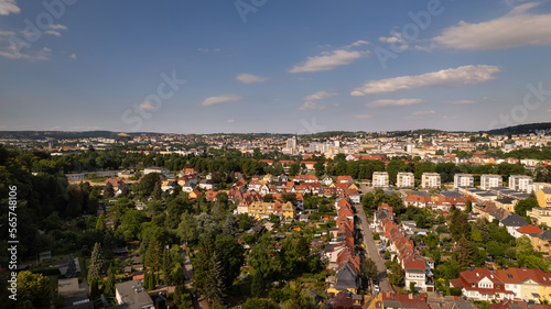 Luftbild der Stadt Gera, Thüringen | Drohne, Luftaufnahme Stadt und Wohngebiete bei schönem Wetter  photo