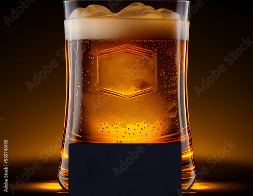 Realistic Beer Glass Ads. Illustration AI Generative