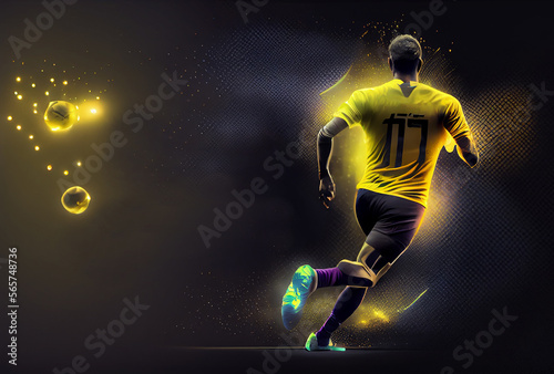 Soccer Player Playing. Illustration AI Generative © olegganko