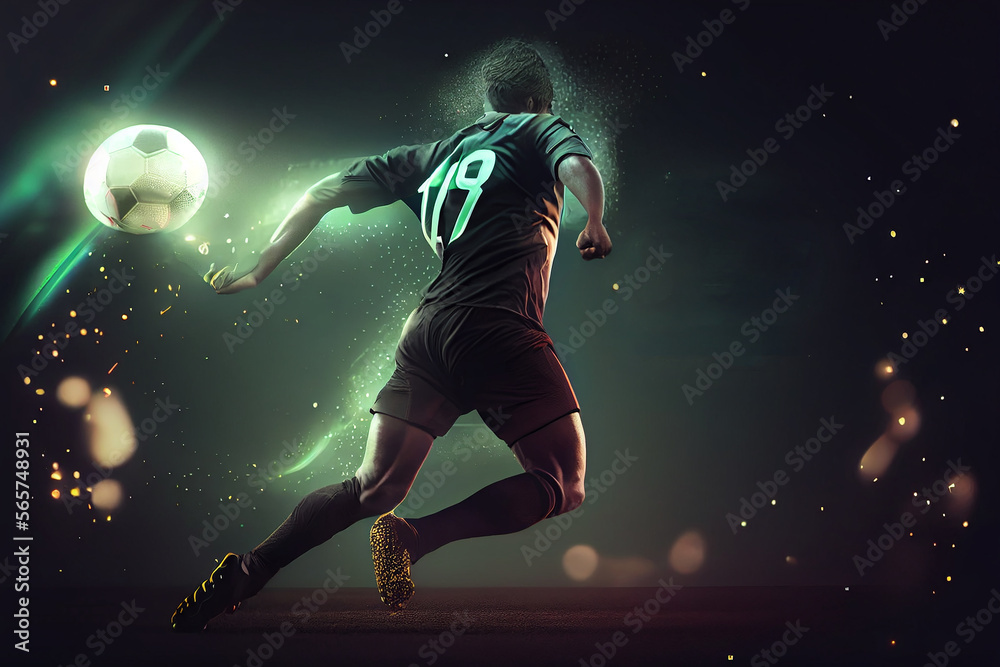 Soccer Player Playing. Illustration AI Generative
