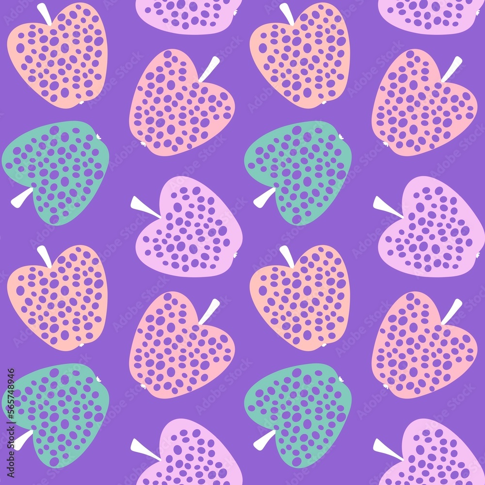 Cartoon fruit seamless apples and polka dots pattern for wrapping paper and kids clothes print and fabrics Cartoon fruit seamless apples and polka dots pattern for wrapping paper and kids clothes print and fabrics
