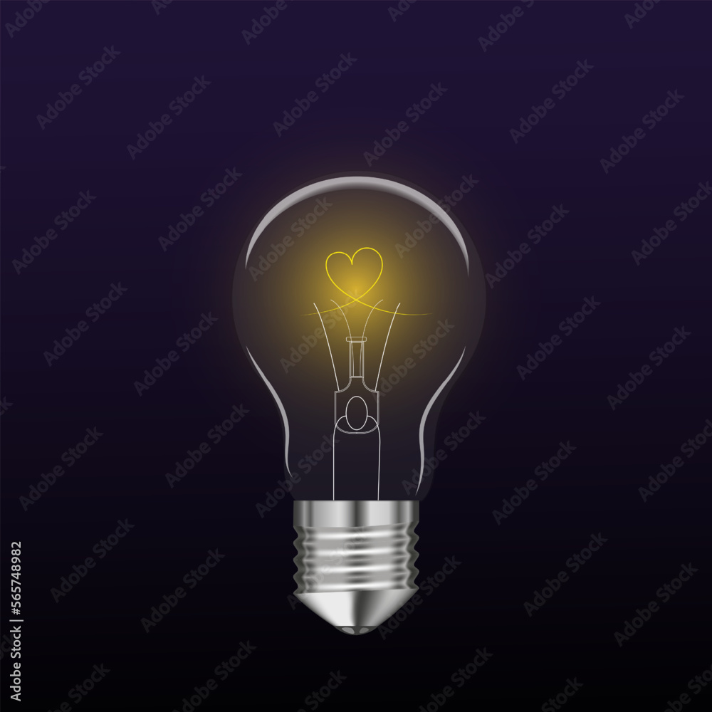 Light bulb with rays shine. Cartoon style. Flat style. Hand drawn style. Doodle style. Symbol of creativity, innovation, inspiration, invention and idea. Heart Vector illustration Light bulb with rays shine. Cartoon style. Flat style. Hand drawn style. Doodle style. Symbol of creativity, innovation, inspiration, invention and idea. Heart Vector illustration