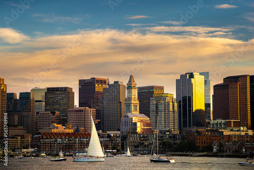 Boston cityscape at sunset