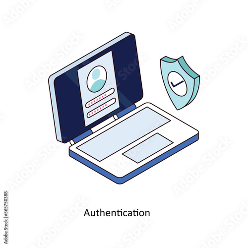 Authentication Vector Isometric Filled Outline icon for your digital or print projects. stock illustration