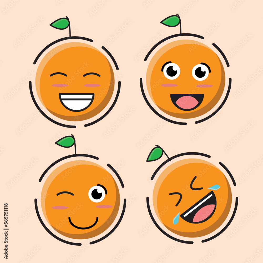 Orange Fruit Emoji Desain Set Stock Vector Adobe Stock
