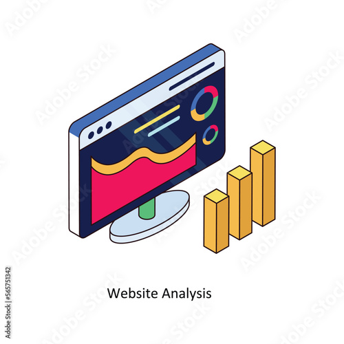 website analysis Vector Isometric Filled Outline icon for your digital or print projects. stock illustration