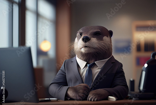 A wild Otter in the office, Generative AI