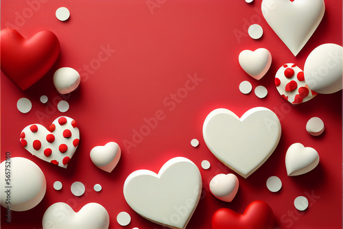 Abstract illustration of hearts romantic background wallpaper made with generative AI