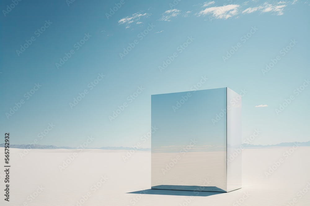 Minimalistic Mirror box render design for presentation, banner, cover, web, flyer, card, poster, wallpaper, texture, slide, magazine, and powerpoint. Made by Generative AI.
