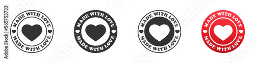 Made with love icon set. Vector illustration.