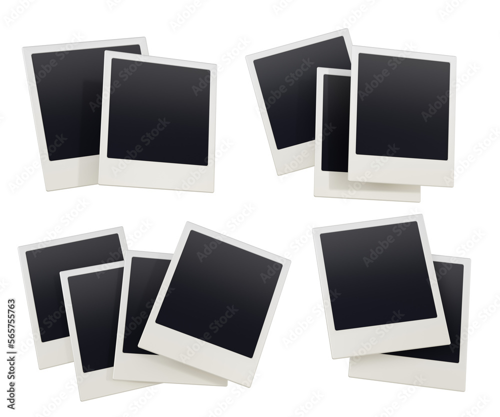set photo frames camera polaroid 3d rendering png set photo frames camera polaroid 3d rendering png