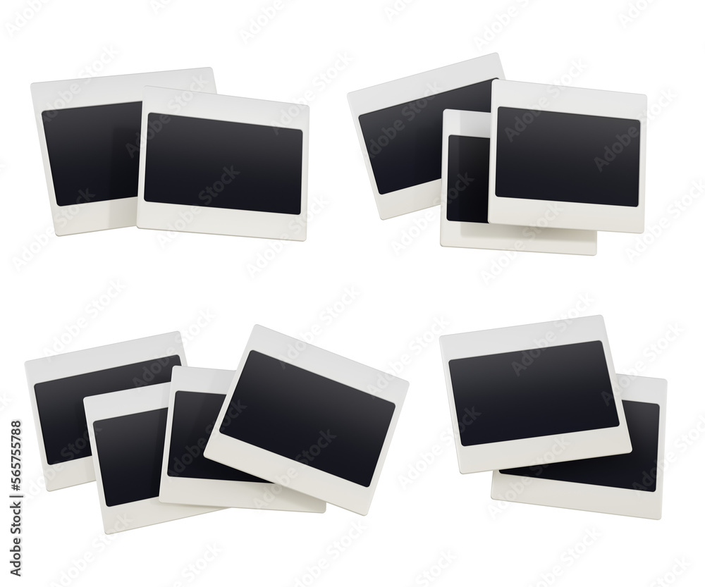 set photo frames camera polaroid 3d rendering png set photo frames camera polaroid 3d rendering png