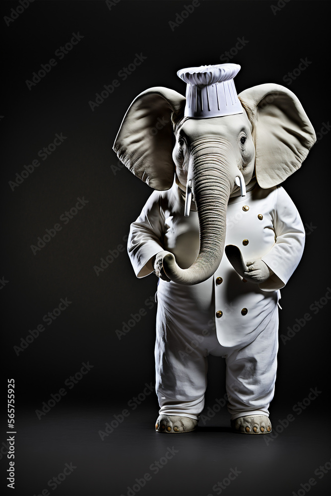 Elephant in chef costume Generative AI