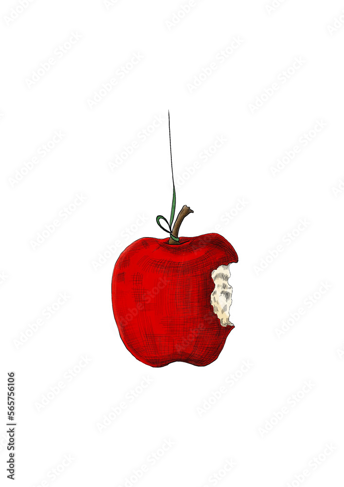 Manzana roja mordida - obrazy, fototapety, plakaty 