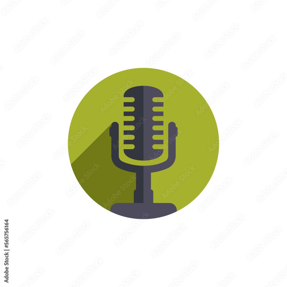 Retro microphone flat style round vector icon Retro microphone flat style round vector icon