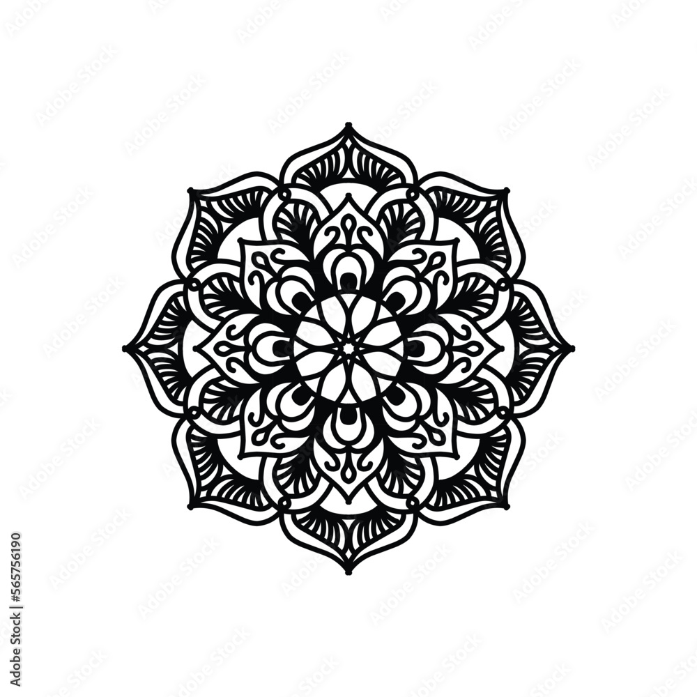 Mandala Flowers. Vintage decorative elements. Oriental pattern, vector illustration. Islamic, Arabic, Indian, Moroccan, Spanish, Turkish, Pakistani, Chinese, mystic, ottoman motifs. Coloring book page